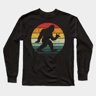 Bigfoot Hang Loose Sasquatch Yeti Retro Sunset Long Sleeve T-Shirt